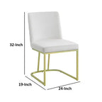 Juego de 2 sillas de comedor Royal Hampton de 24 pulgadas, terciopelo suave blanquecino, base de metal dorado