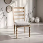 Royal Hampton Dining Side Chair Set of 2, Turned Legs, Light Brown Solid Wood