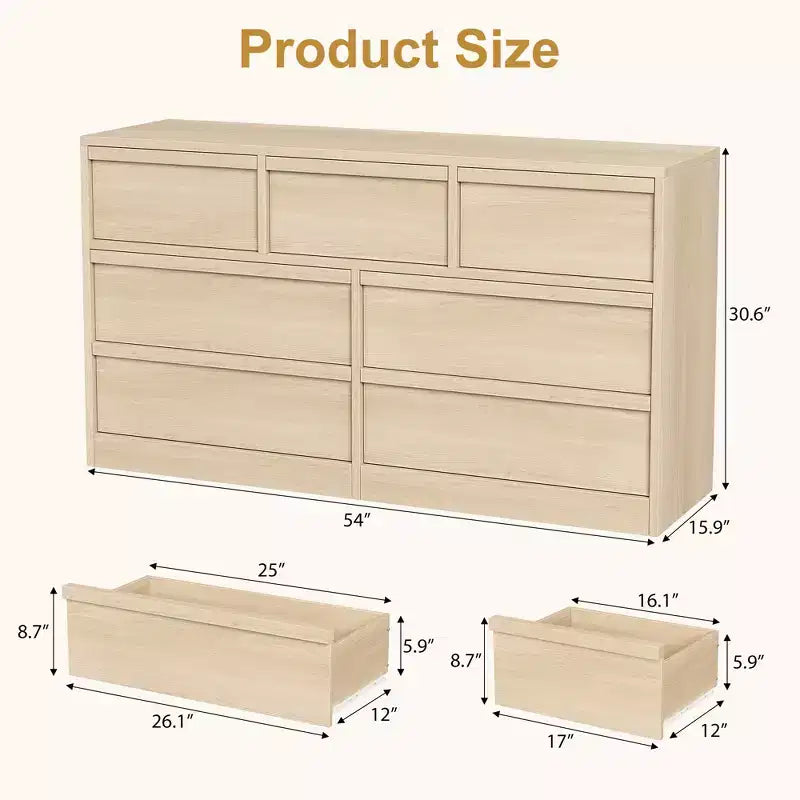 Cómoda, aparador de madera duradero con cajones y encimera espaciosa, muebles de dormitorio de estilo escandinavo, para sala de estar, pasillo