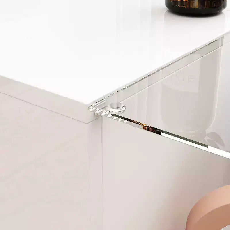 Mesa de centro Famapy blanca de alto brillo con LED, almacenamiento multizona con cajón y compartimentos abiertos