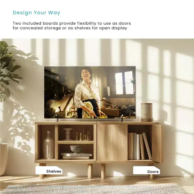 Mesa auxiliar de almacenamiento apilable Home Zone Living con puerta y estantes personalizables