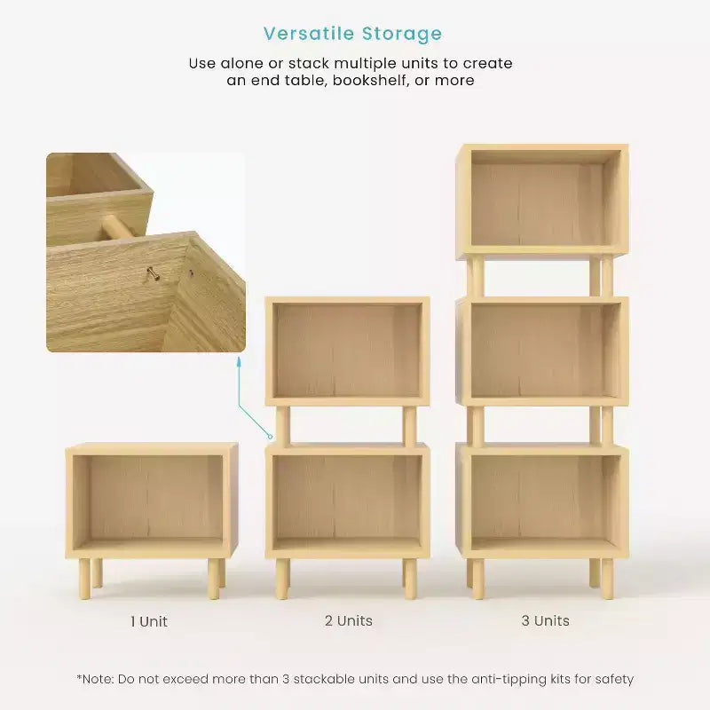 Mesa auxiliar de almacenamiento apilable Home Zone Living con puerta y estantes personalizables