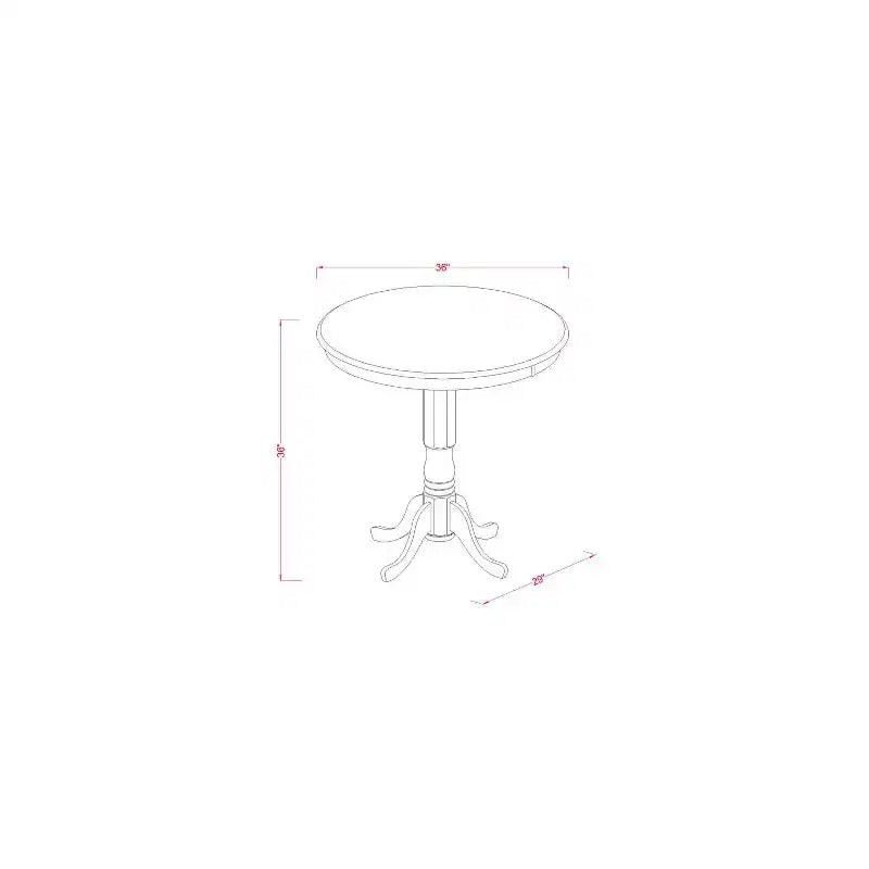 Juego de mesa a la altura de la encimera - Mesa de pub y taburetes de 5 piezas - Juego de comedor de cocina redondo - Acabado blanco roto y cerezo