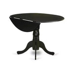 Juego de comedor tapizado redondo de 3 piezas con parte superior de madera maciza y acabado negro - Capacidad para 4 personas