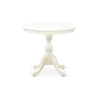 Juego de comedor de 3 piezas con parte superior de madera maciza en acabado blanco lino - Redondo - Asientos para 4 personas