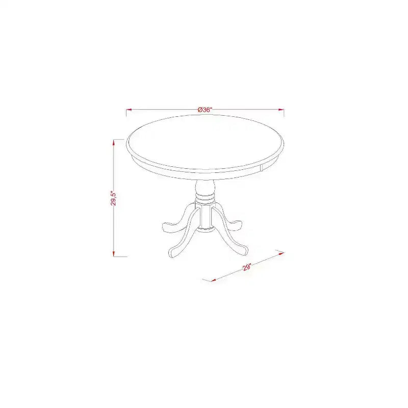 Juego de comedor de 3 piezas con parte superior de madera maciza en acabado blanco lino - Redondo - Asientos para 4 personas
