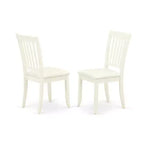 HomeStock Juego de Comedor de 5 Piezas con Acabado Blanco Lino y Encimera de Madera Sólida - Capacidad para 4 personas