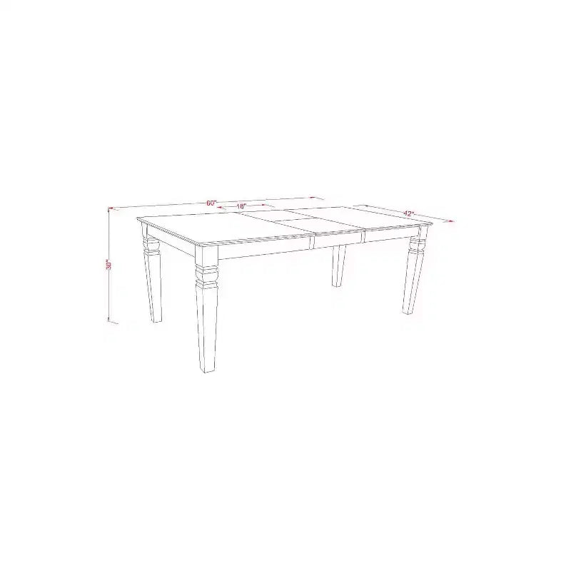 Juego de comedor de 5 piezas - Mesa rectangular con extensión y 4 sillas - 42x60 pulgadas - Blanco Lino