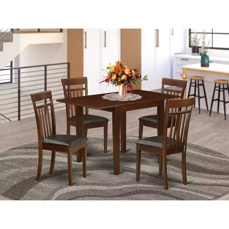 HomeStock Juego de Comedor de 5 Piezas con Cubierta de Madera Maciza con Acabado de Caoba - Capacidad para 4 Personas