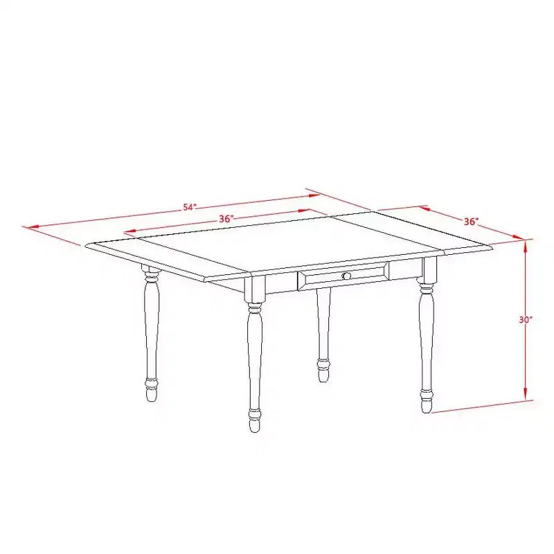 HomeStock Juego de Comedor de 5 Piezas con Cubierta de Madera Maciza con Acabado en Caoba y Alas Abatibles - Capacidad para 4 Personas