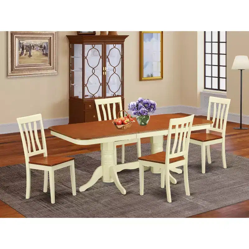 Juego de comedor bohemio - Mesa y sillas para cocina o comedor - Estilo rústico moderno