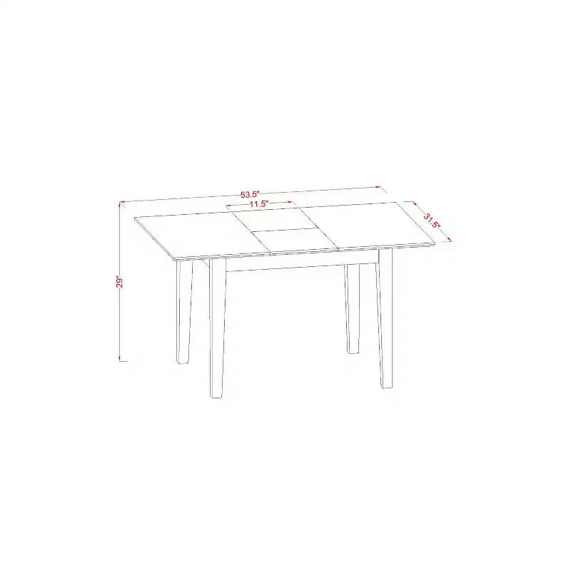 Juego de comedor HomeStock de 3 piezas con mesa de tapa de madera maciza rectangular con extensión tipo mariposa, acabado en negro