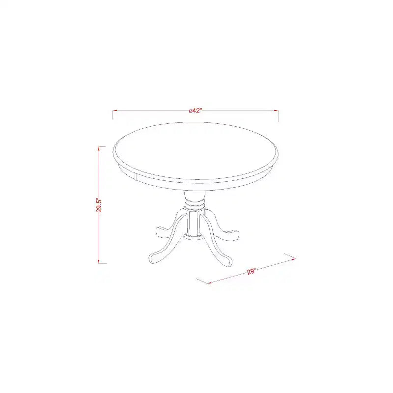 Mesa de comedor redonda de madera maciza con acabado capuchino de 3 piezas HomeStock con 2 sillas