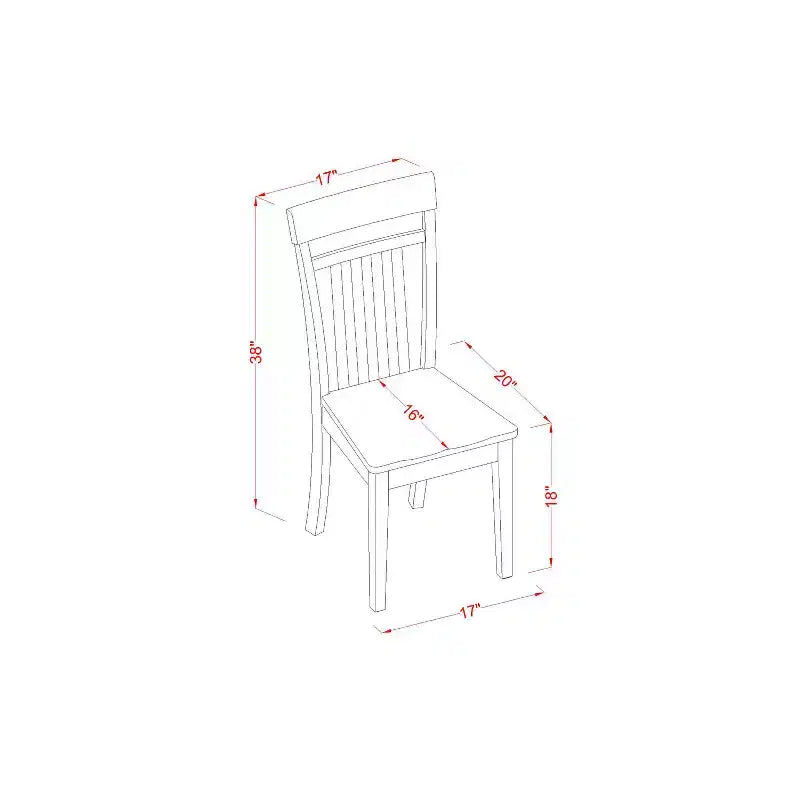 Mesa de comedor redonda de madera maciza con acabado capuchino de 3 piezas HomeStock con 2 sillas