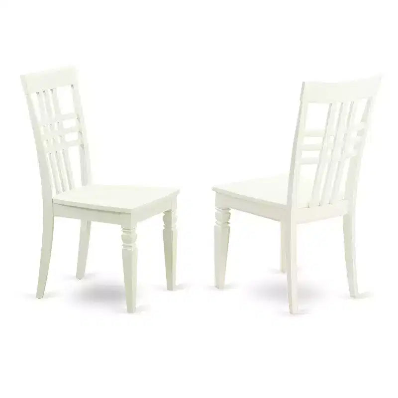Mesa de comedor HomeStock de 7 piezas con superficie de madera maciza y acabado blanco lino con 6 sillas
