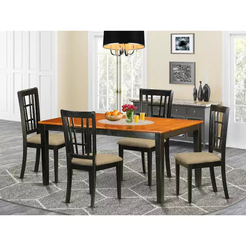 Juego de comedor de 7 piezas - Mesa de cocina con 6 sillas - Juego de comedor pequeño de madera maciza