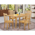 Juego de comedor de 5 piezas con tapa de madera maciza con acabado en roble natural - Para 4 personas