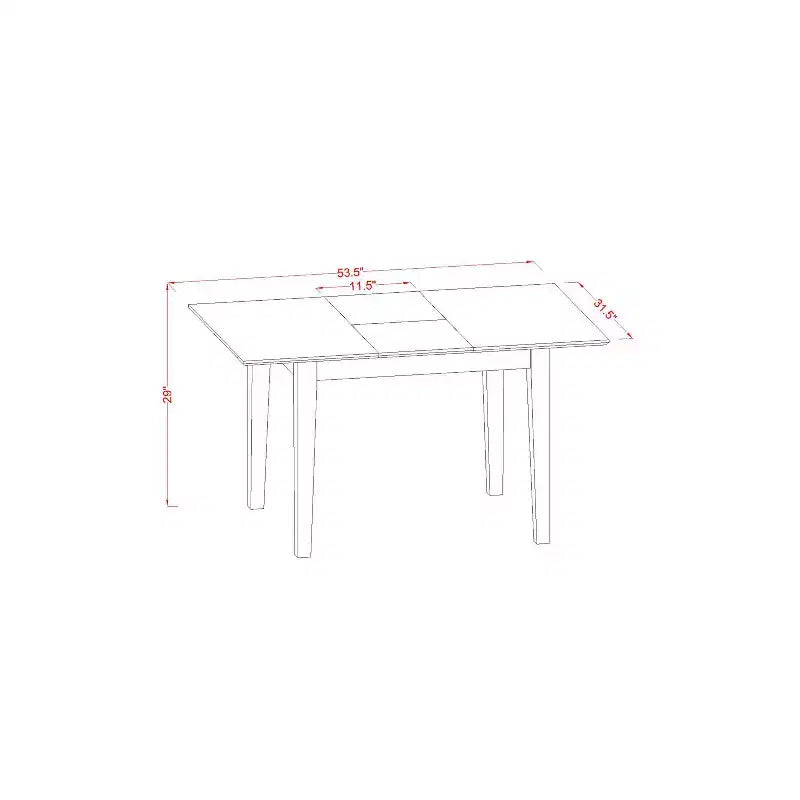 Juego de comedor de 5 piezas con tapa de madera maciza con acabado en roble natural - Para 4 personas