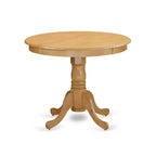 Juego de comedor redondo de 5 piezas - Mesa de 36" y 4 sillas - Acabado en roble rústico - Tela de lino caqui oscuro