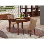 Juego de mesa de comedor HomeStock de 3 piezas con acabado de caoba, parte superior rectangular de madera maciza con extensión de mariposa