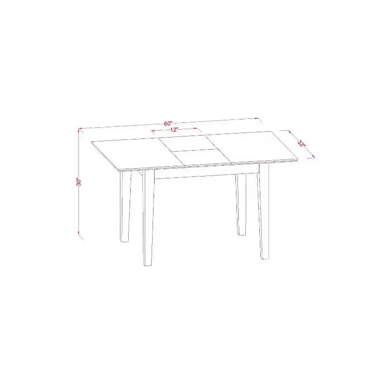 Juego de mesa de comedor HomeStock de 3 piezas con parte superior rectangular de madera maciza con acabado en caoba y extensión de mariposa