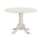 Juego de comedor redondo de 3 piezas: mesa de 42 pulgadas con alas abatibles y 2 sillas Parsons - Tela de lino beige