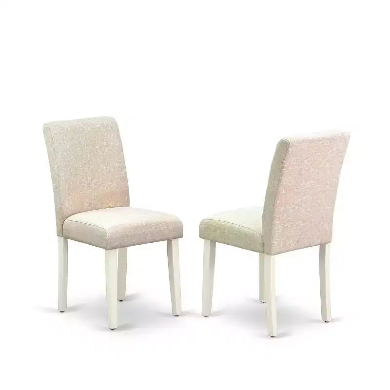 Juego de comedor redondo de 3 piezas: mesa de 42 pulgadas con alas abatibles y 2 sillas Parsons - Tela de lino beige