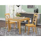 Juego de comedor de 3 piezas - Mesa redonda con 2 sillas de comedor de madera - Juego de cocina con acabado de roble