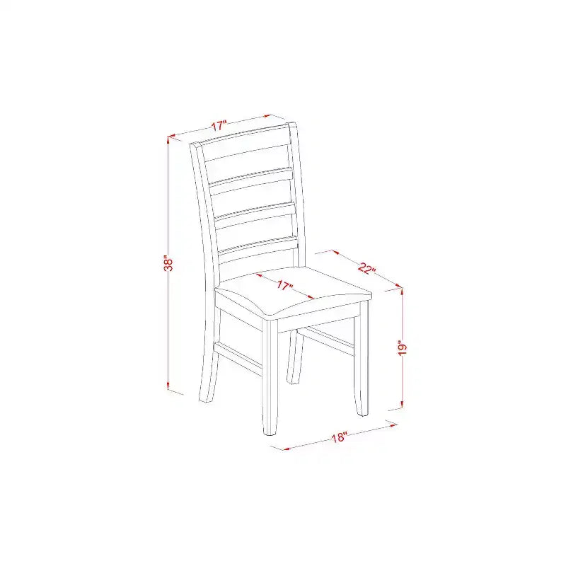 Mesa de comedor HomeStock de 5 piezas con tapa rectangular de madera maciza con acabado capuchino y 4 sillas