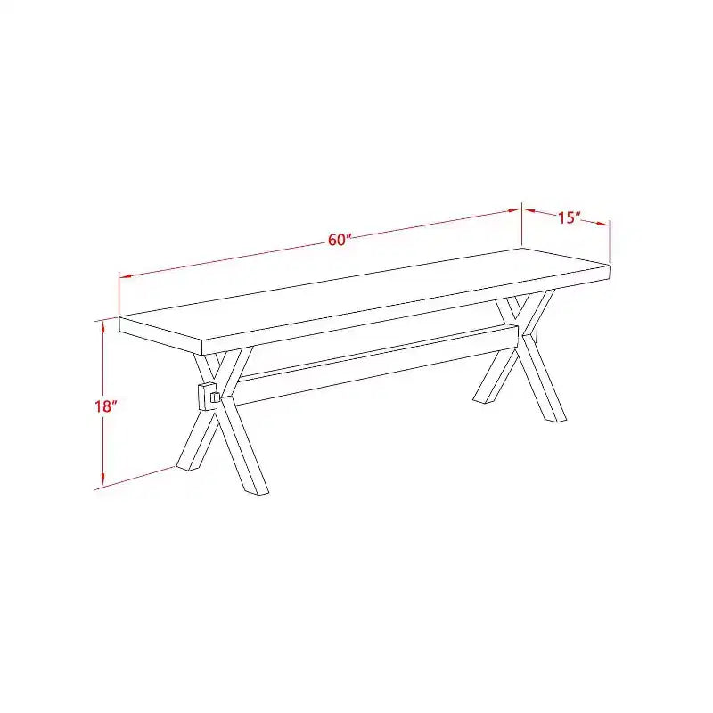 Mesa de comedor HomeStock de 3 piezas con parte superior de madera maciza, acabado jacobino envejecido y 2 bancos