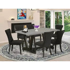 Mesa de comedor HomeStock de 7 piezas con parte superior de madera maciza y acabado de roble natural con 6 sillas