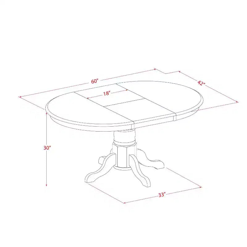 Mesa de comedor HomeStock de 5 piezas con tapa de madera maciza con acabado de roble natural ovalado y 4 sillas Parson con extensión de mariposa