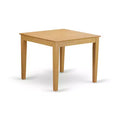 Boho Dining Set - 3 Piece Kitchen Table & Chairs - Square Table, Linen Upholstered Chairs, Oak Finish