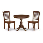 3-Piece Mahogany Finish Solid Wood Top Dining Room Set (Seats-4)