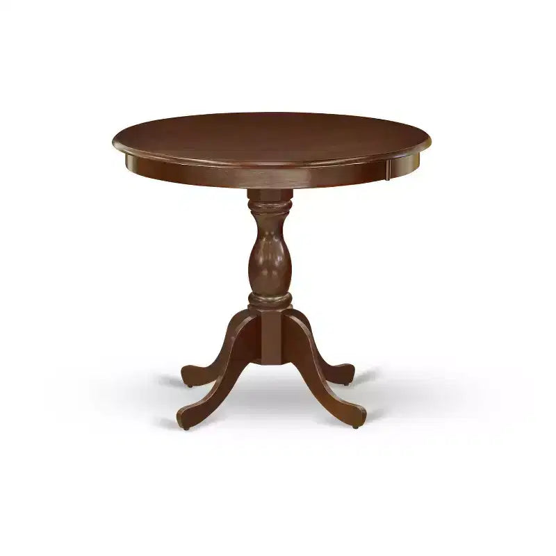 Juego de comedor de 3 piezas con parte superior de madera maciza con acabado de caoba (4 asientos)