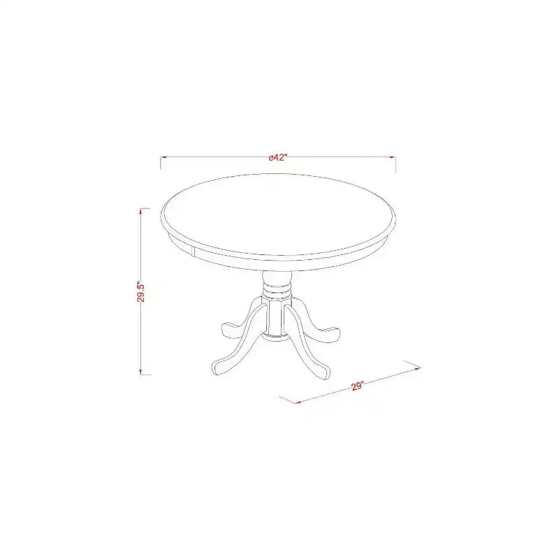 Juego de comedor tapizado redondo de madera maciza de 3 piezas con acabado blanco lino - Asientos para 4