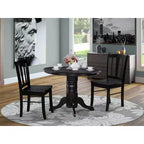 Juego de comedor moderno de 3 piezas - Mesa de comedor redonda con 2 sillas de madera - Juego de mesa de cocina con acabado negro