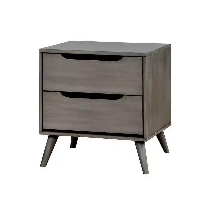 Buro de noche de madera Royal Hampton de 2 cajones con tiradores recortados, gris