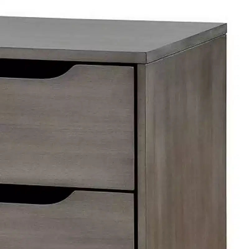 Buro de noche de madera Royal Hampton de 2 cajones con tiradores recortados, gris