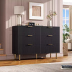 Cómoda acanalada moderna para dormitorio con 8 cajones, cajones profundos y superficie moderna amplia, cómoda larga y grande de doble tocador, mueble para TV y organizador de almacenamiento