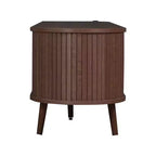 Mueble de TV moderno de mediados de siglo Homy Casa 70 con puertas de persiana, cajones y toma de corriente integrada para TV de 80, Nogal