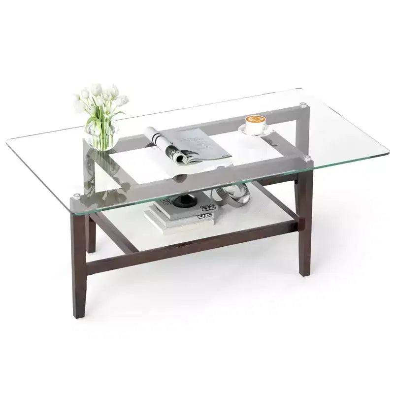 Mesa auxiliar cuadrada Costway de 24 pulgadas con estante de almacenamiento adicional para sala de estar, estudio, oficina