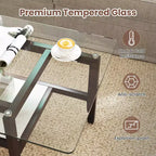 Mesa auxiliar cuadrada Costway de 24 pulgadas con estante de almacenamiento adicional para sala de estar, estudio, oficina