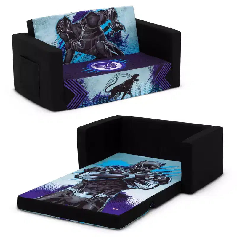 Delta Children Black Panther Cozee Flip-Out Sofa to Lounger