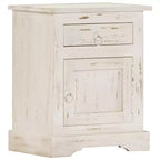 Mesita de noche blanco madera maciza de mango 15.7 x 11.8 x 19.7 in