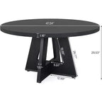 Mesa de comedor redonda de 47", mesa de cocina estilo rústico con base en cruz para comedor, capacidad para 4-6 personas, tablero de madera