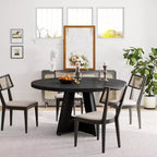 Mesa de comedor redonda de 47", mesa de cocina estilo rústico con base en cruz para comedor, capacidad para 4-6 personas, tablero de madera