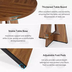 Mesa de comedor redonda de 47", mesa de cocina estilo rústico con base en cruz para comedor, capacidad para 4-6 personas, tablero de madera