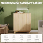 Aparador Buffet de 34.49 pulgadas con almacenamiento, aparador moderno con puertas acanaladas y estantes ajustables, mesa consola de madera para sala de estar