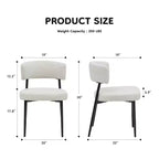 Bestier Juego de 4 sillas de oficina modernas sin brazos, sillas tapizadas con respaldo curvo, estructura de metal resistente